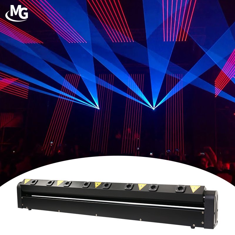 Disco Lighting RGB 3in1 Red Color Laser DMX512 Stage Show Party Light 8 Eyes Laser Moving Head Laser Light