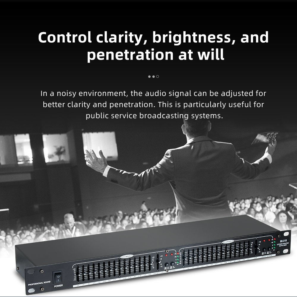 Factory EQ-215 Dual Channel 15 Band Equalizer 2 Channel Stereo Graphic Equalizer Audio Filter Stage Sound Equipment Speakers