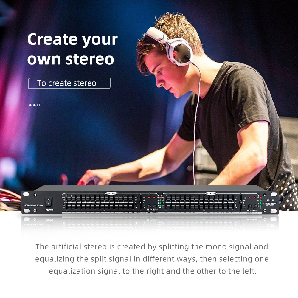 Factory EQ-215 Dual Channel 15 Band Equalizer 2 Channel Stereo Graphic Equalizer Audio Filter Stage Sound Equipment Speakers