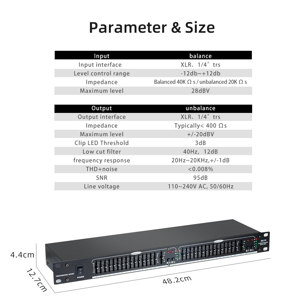 Factory EQ-215 Dual Channel 15 Band Equalizer 2 Channel Stereo Graphic Equalizer Audio Filter Stage Sound Equipment Speakers