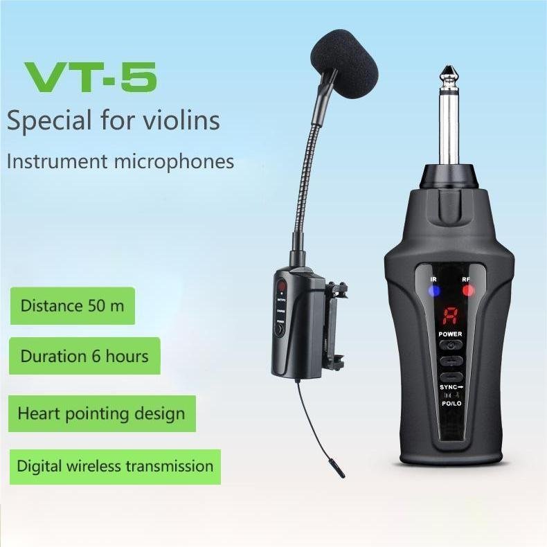 Professional UHF Wireless Instrument Microphone Stage Performance Amplifier Violin Pickups Mini Small Microphones