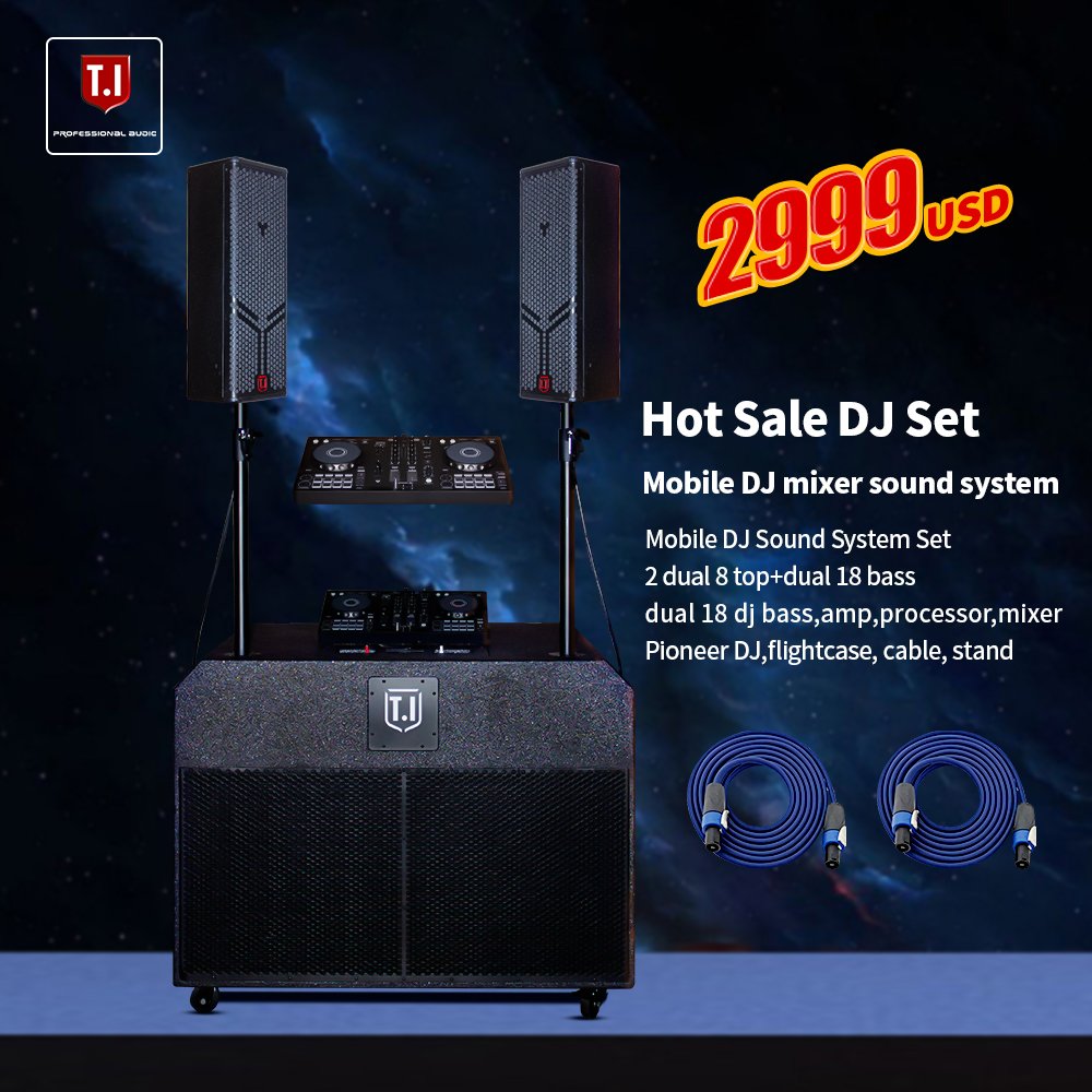 dual 8 inch dj bluetooth speaker box T.I Pro Audio professional sound music equipment 18 inch big bass