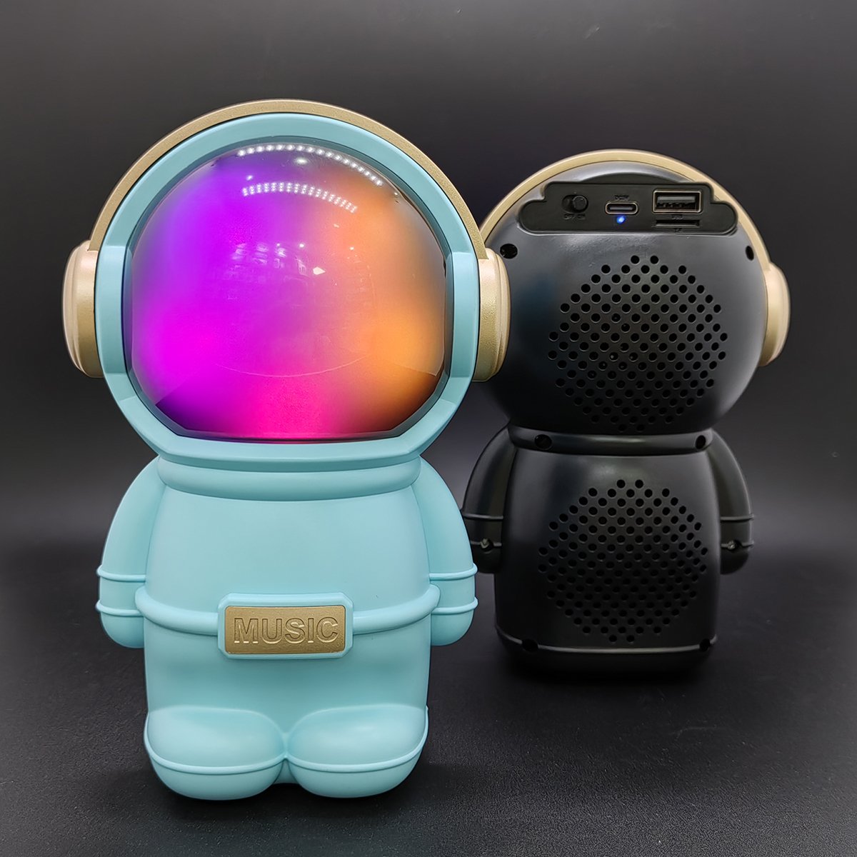 X808 Wireless Blue-tooth Cute Astronaut Mini Speaker Active TWS Stereo Bass LED Light BT Music Box Toy Gift Speaker for Children