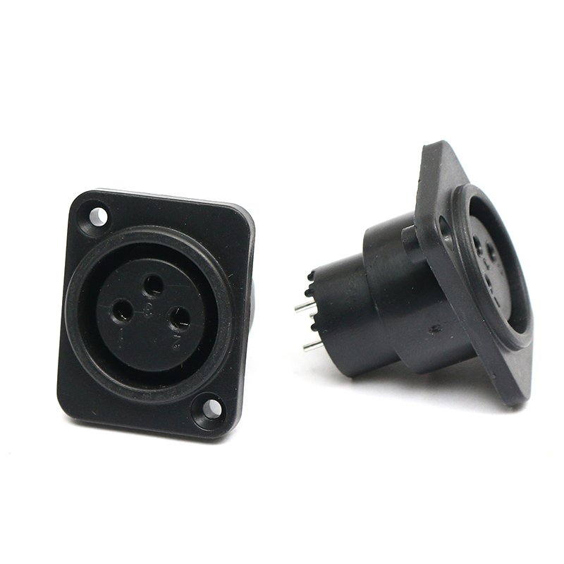 Free Sample OEM Professional audio plug socket three-core cannon socket panel electronic components square composite base