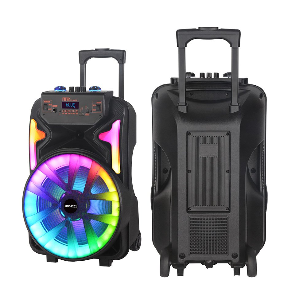 12 inch Outdoor Portable Wireless Blue-tooth Karaoke Speaker With Mic Colorful Light Stereo HIFI Bass BT Party Trolley Speaker