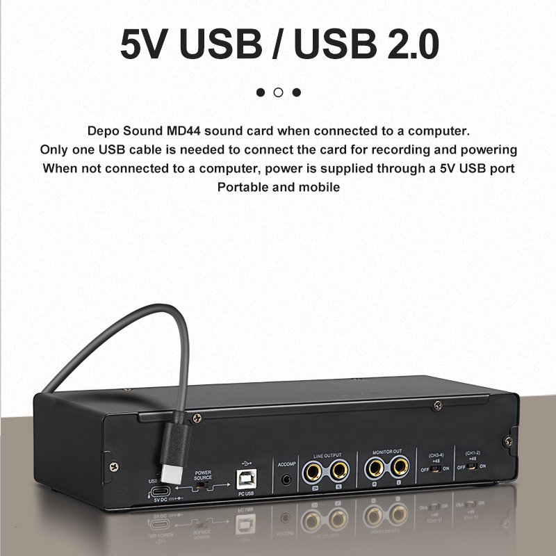 Zimhome ZS27U Profesional Carte Son 4 Channel Multitrack USB Recording Studio Sound Card Soundcard Audio Interface