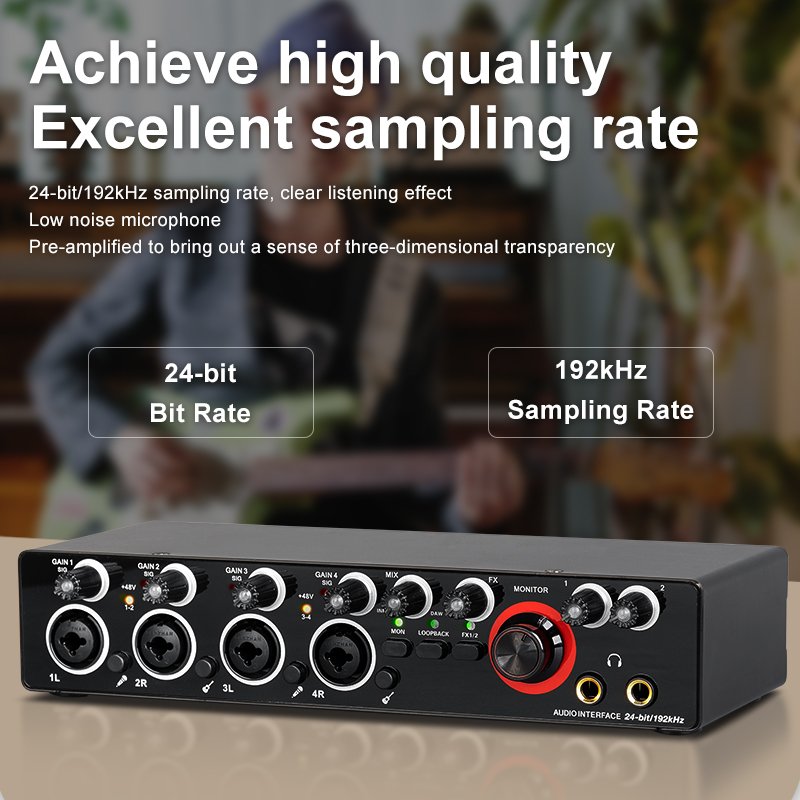Zimhome ZS27U Profesional Carte Son 4 Channel Multitrack USB Recording Studio Sound Card Soundcard Audio Interface