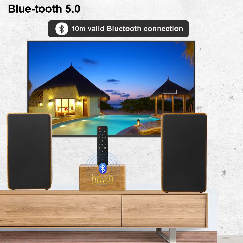 Wooden TV coaxial Blue-tooth wireless Speaker Home Theater System 3D Surround Sound Subwoofer Audio Bass Amplifiers