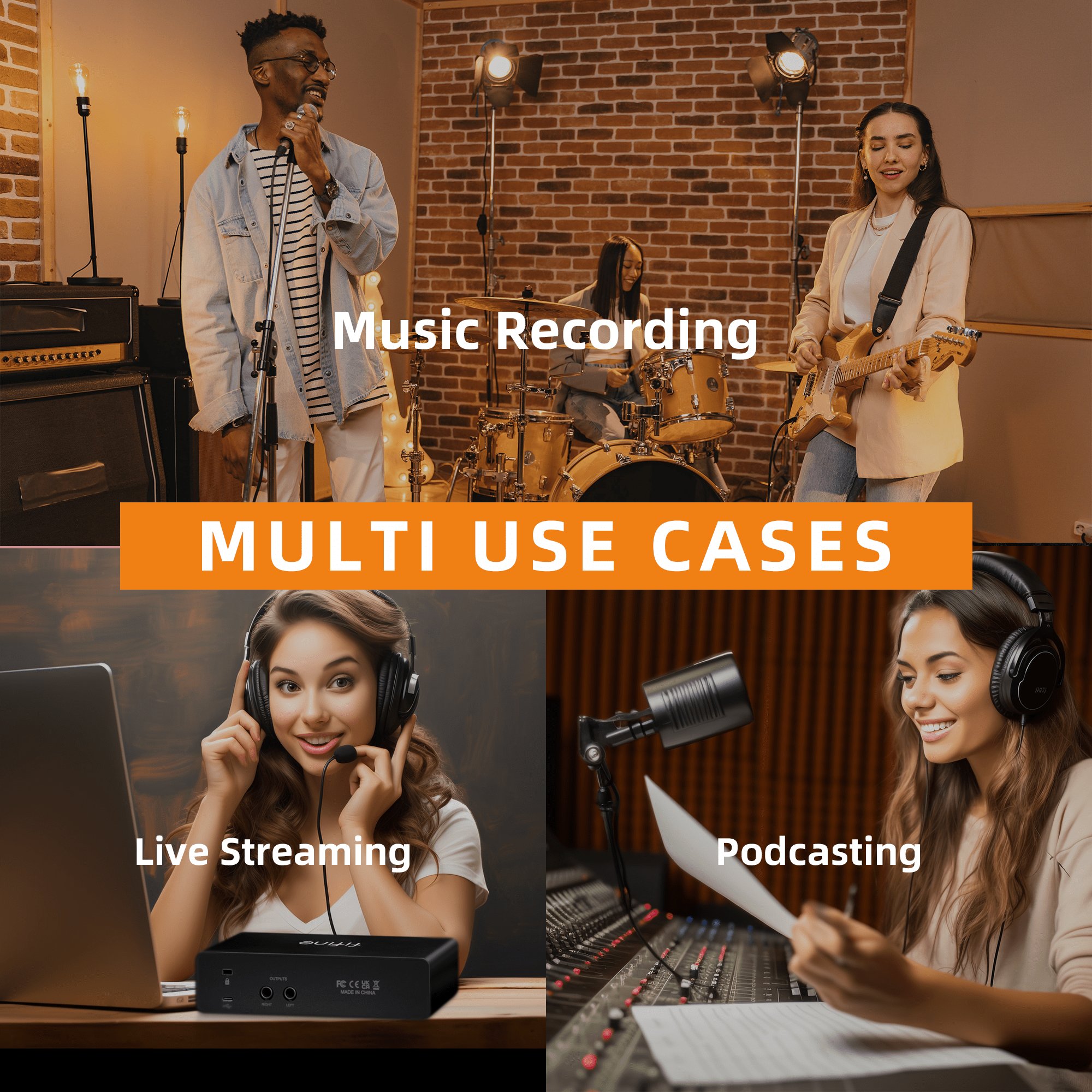 Fifine Ampli3 Sound Card Professional Studio Audio Sound Cards Mixer Instrument Recording Audio Interface Live Stream Sound Card