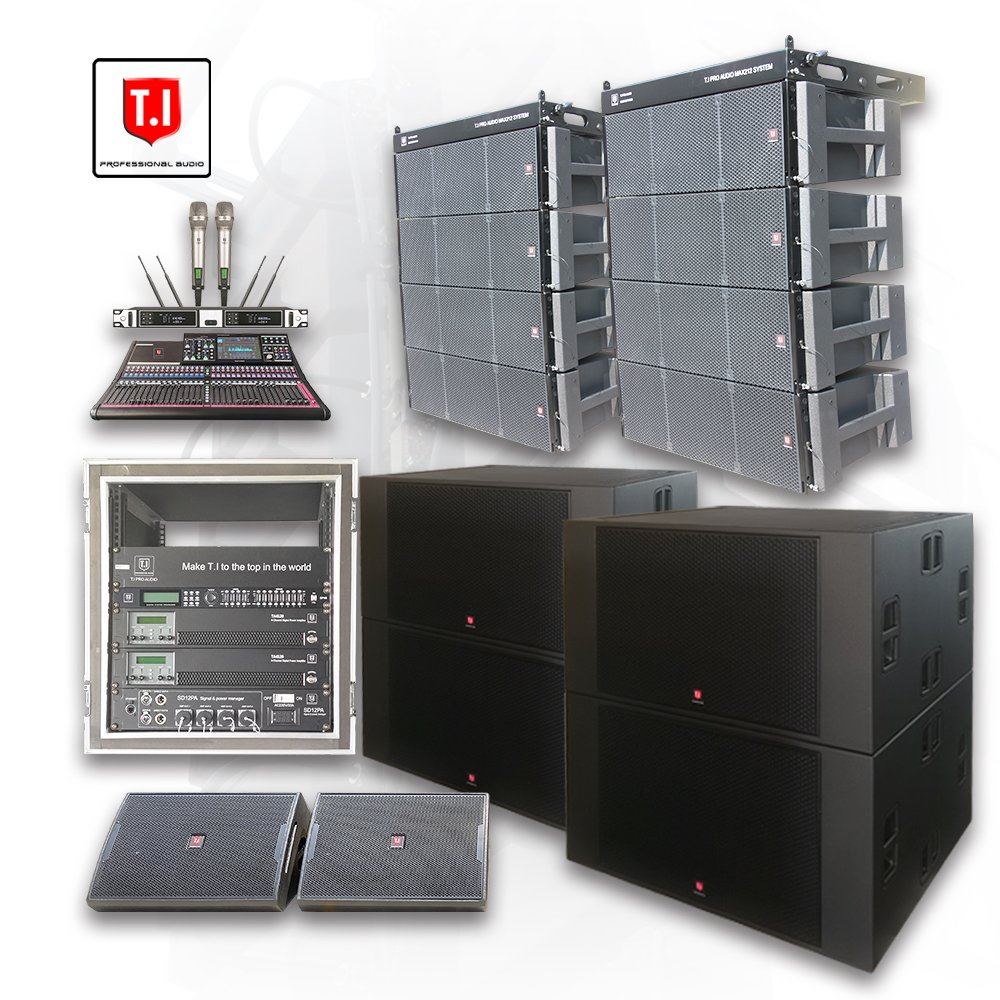 T.I Pro Audio MAX212 Dual 12 Inch Three-Way Line Array Outdoor Concert Sound System for Large Venue Amplifiers/Speakers
