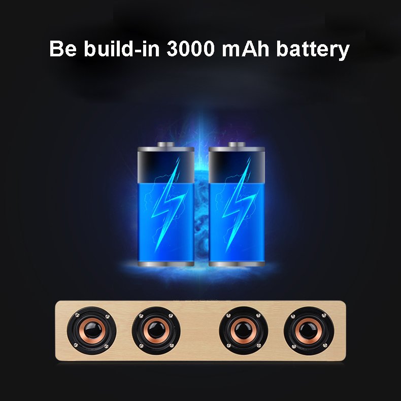 Hifi Built In Microphone 12W 4 horns amplifier Blue-tooth Wooden Computer Wireless Speaker