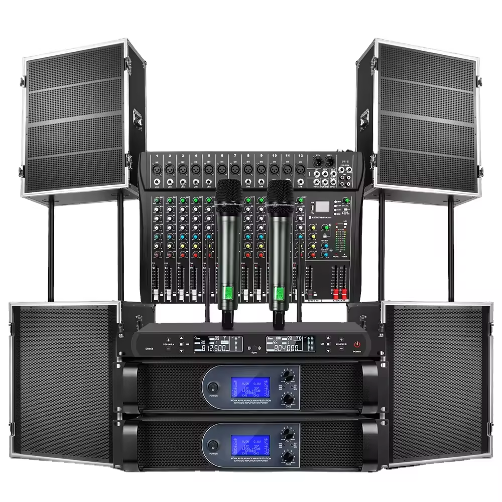 Biner LS15 Dual 15 Inch 2 Channel Sound System Speaker for Stage Performance
