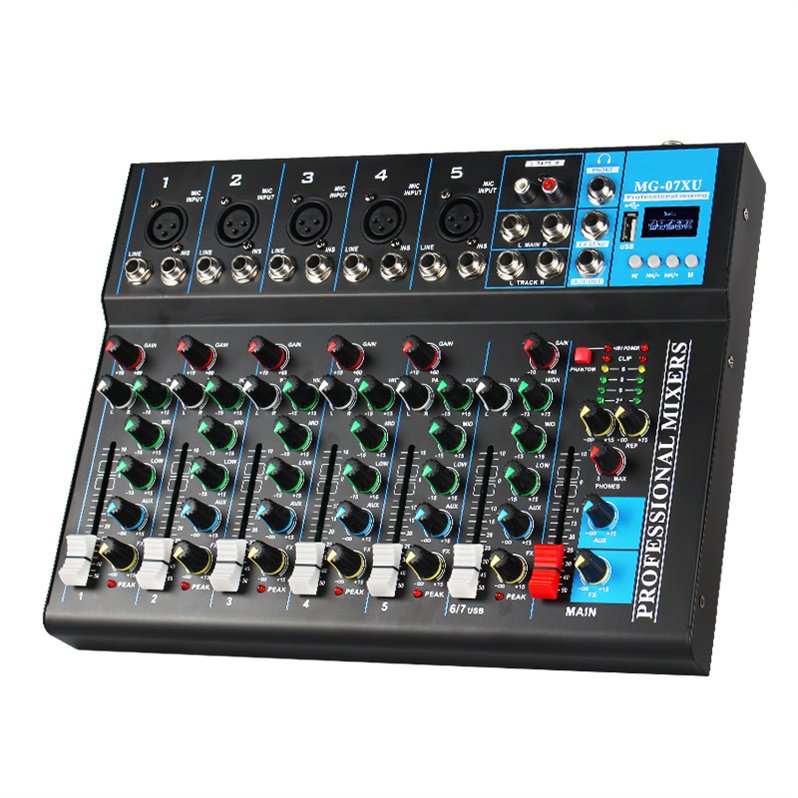 7 Channels Professional Studio Audio Reverb Dj Mixer With Karaoke Processor sound audio Mixer For Stage Performance