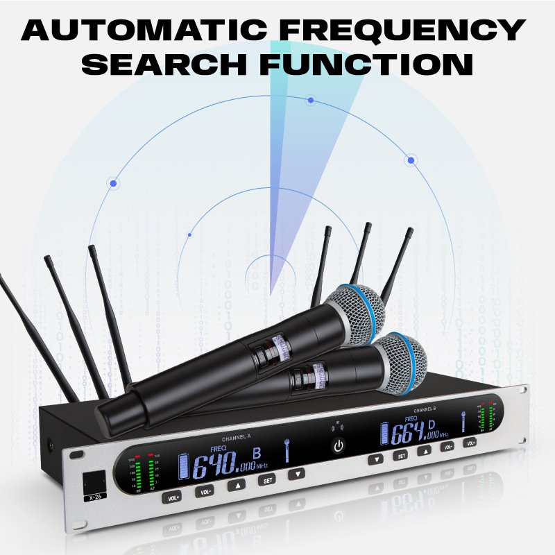 XTUGA X-26 True Diversity Microphones System 1000M Wireless Microphone Systems UHF Outdoor Professional Mic For Church
