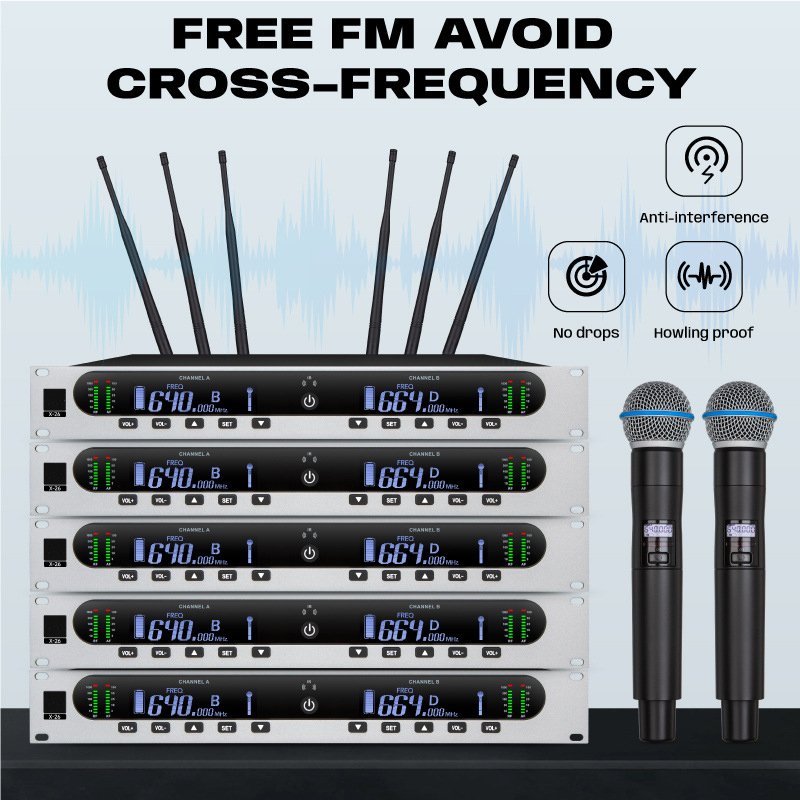 XTUGA X-26 True Diversity Microphones System 1000M Wireless Microphone Systems UHF Outdoor Professional Mic For Church