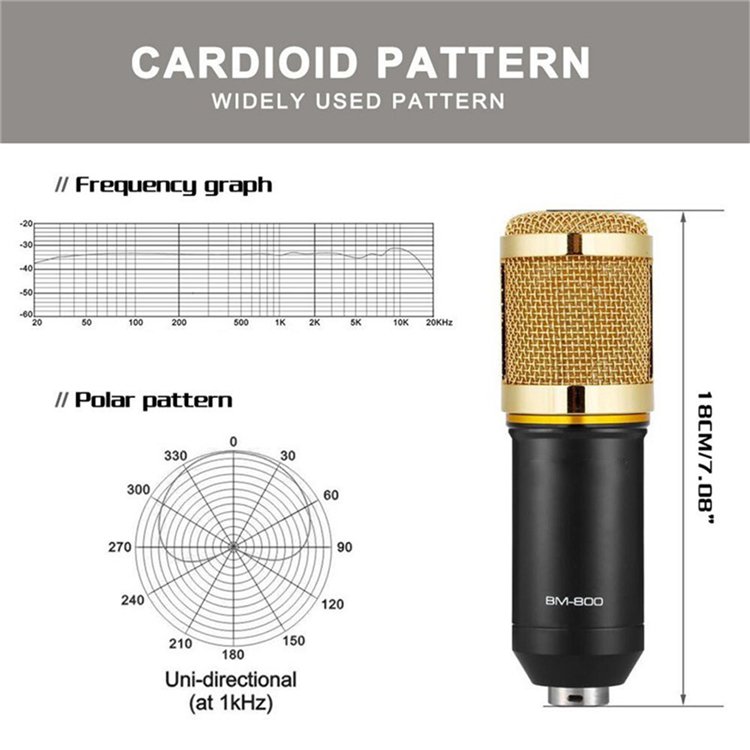 Condenser microphone BM-800 Microphone Sound Recording Microphone with usb sound card for Radio Braodcasting Singing