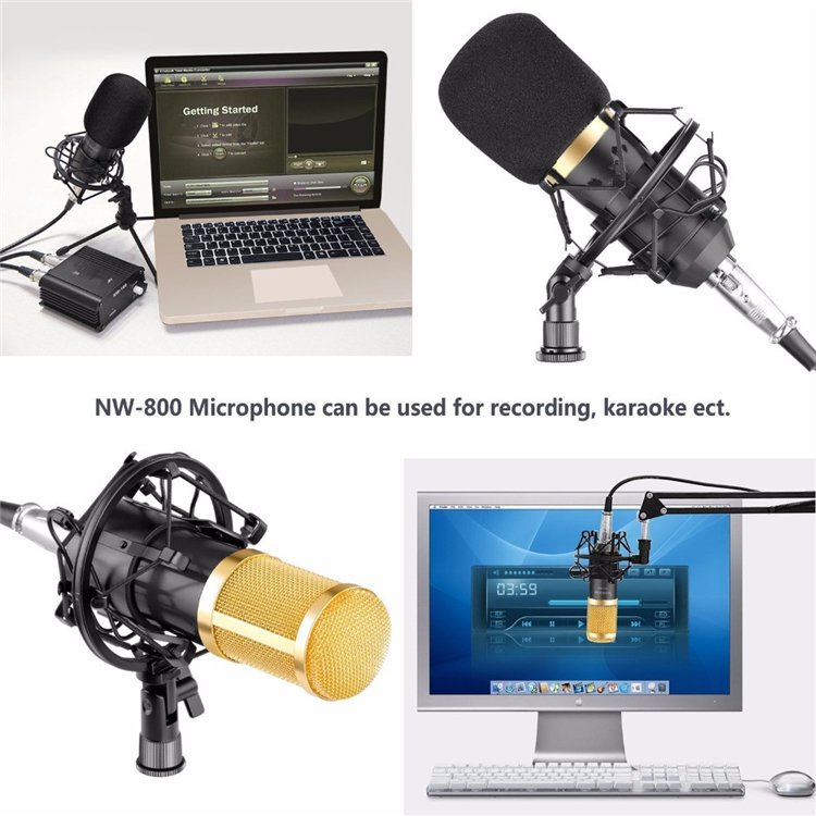 Condenser microphone BM-800 Microphone Sound Recording Microphone with usb sound card for Radio Braodcasting Singing