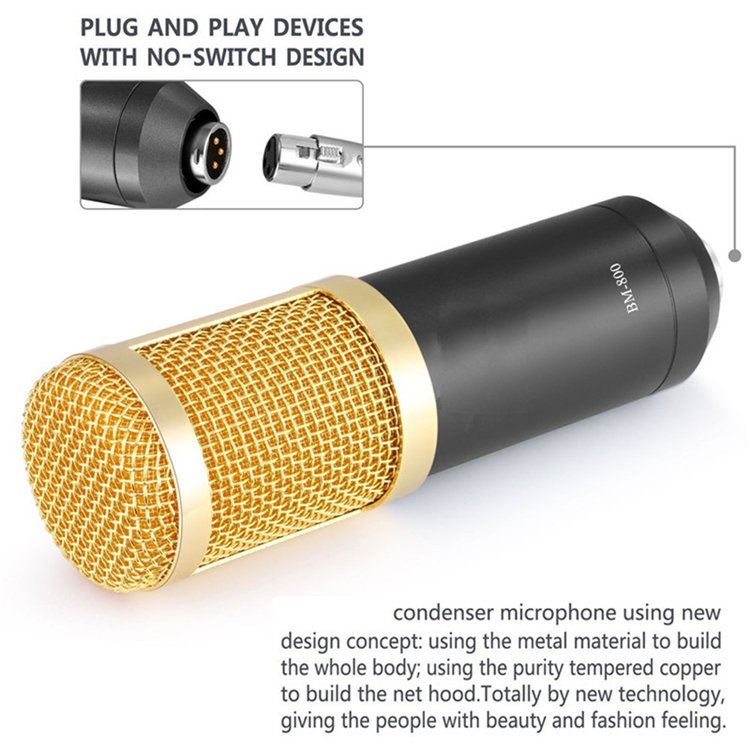 Condenser microphone BM-800 Microphone Sound Recording Microphone with usb sound card for Radio Braodcasting Singing