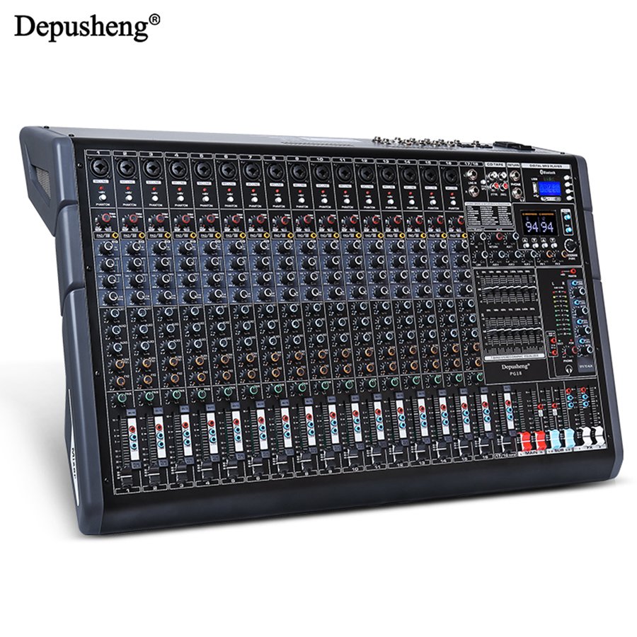 Depusheng PG18 Professional Built-in 7-Segment balanced adjustment 18 Channels Audio Mixer for Large Stage Performance