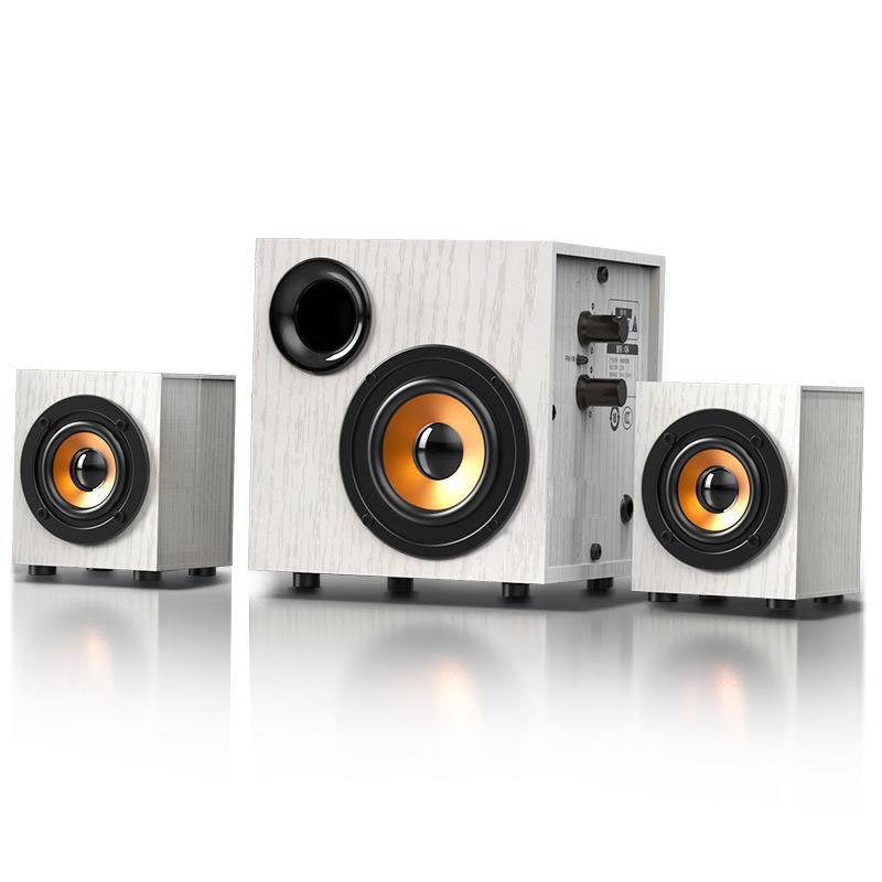 3 horns Wooden computer speaker bass adjustment Portable laptop HiFi audio amplifiers factory price