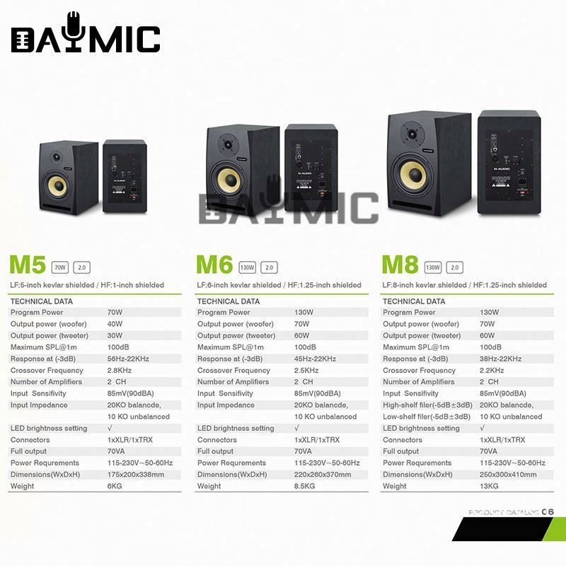 Audio Sound Equipment 5 6 8 inch Active Studio Monitor Speaker Portable DJ Studio Monitor Speaker Audio speaker