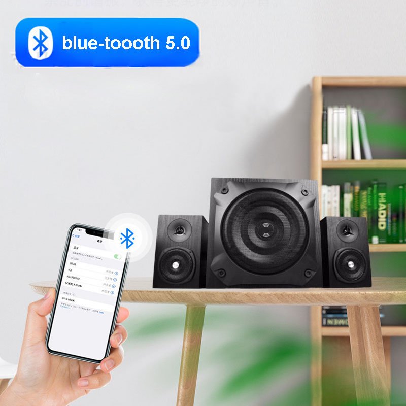 Desktop computer subwoofer sound 40W cell phone wireless speaker audio cable wooden high-power speakers