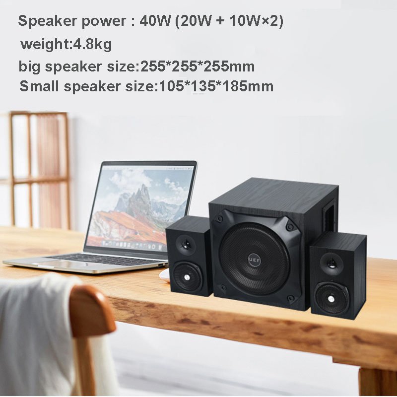 Desktop computer subwoofer sound 40W cell phone wireless speaker audio cable wooden high-power speakers