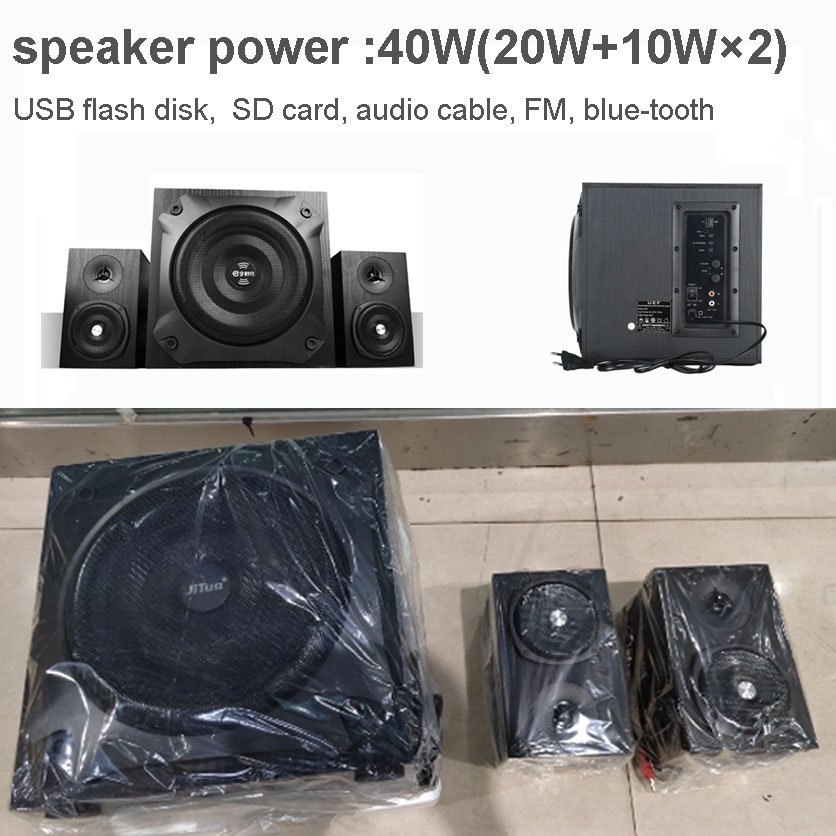 Desktop computer subwoofer sound 40W cell phone wireless speaker audio cable wooden high-power speakers