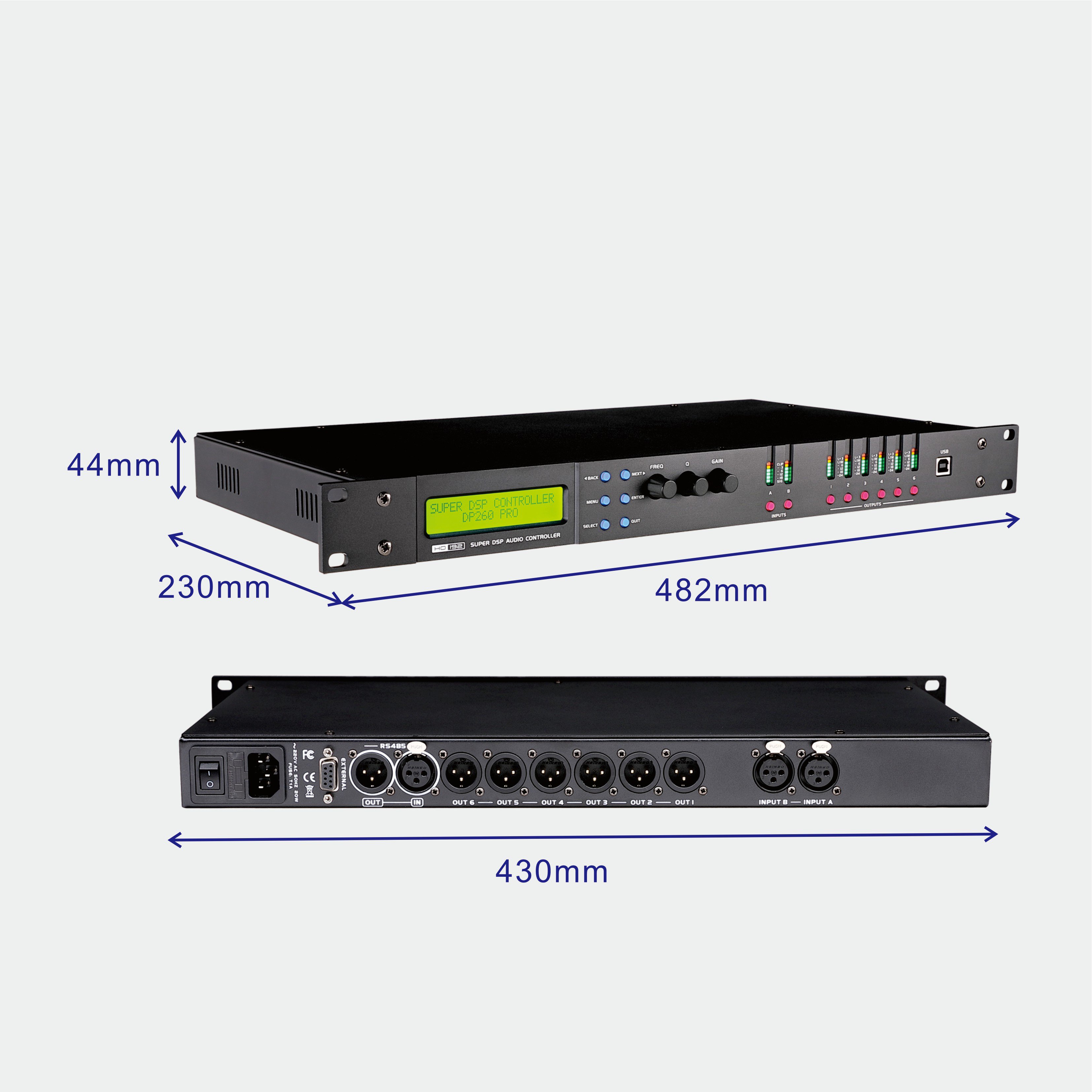 Digital Audio Processor 2 Input 6 Output Professional Sound System Multifunction Audio Processor
