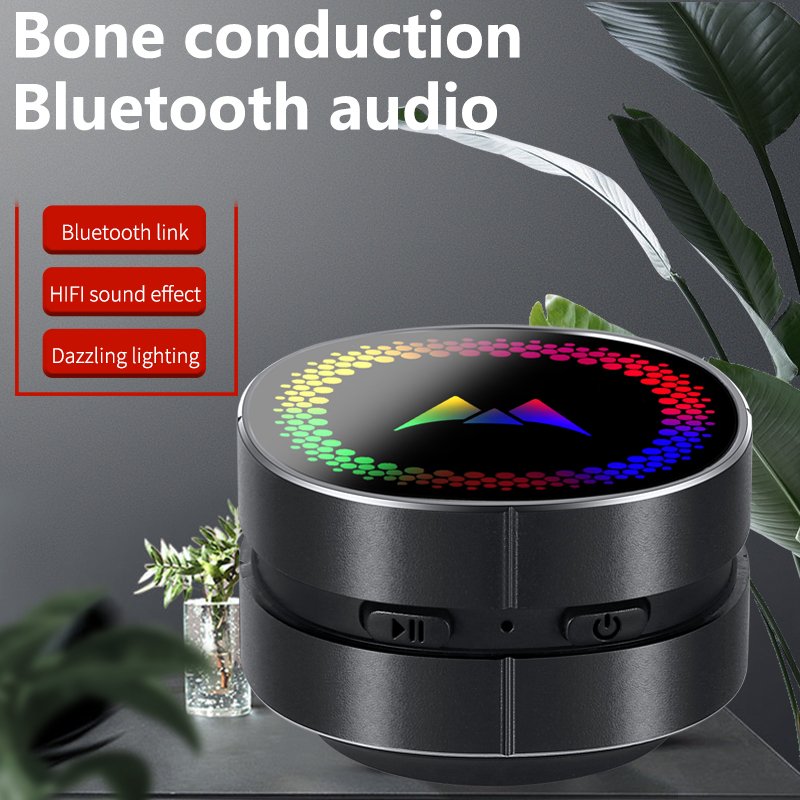 M1 Wireless Portable Metal Bone Conduction Speaker RGB LED Light Stereo Woofer HIFI Sound Mini Speaker Turn Anything To Speaker