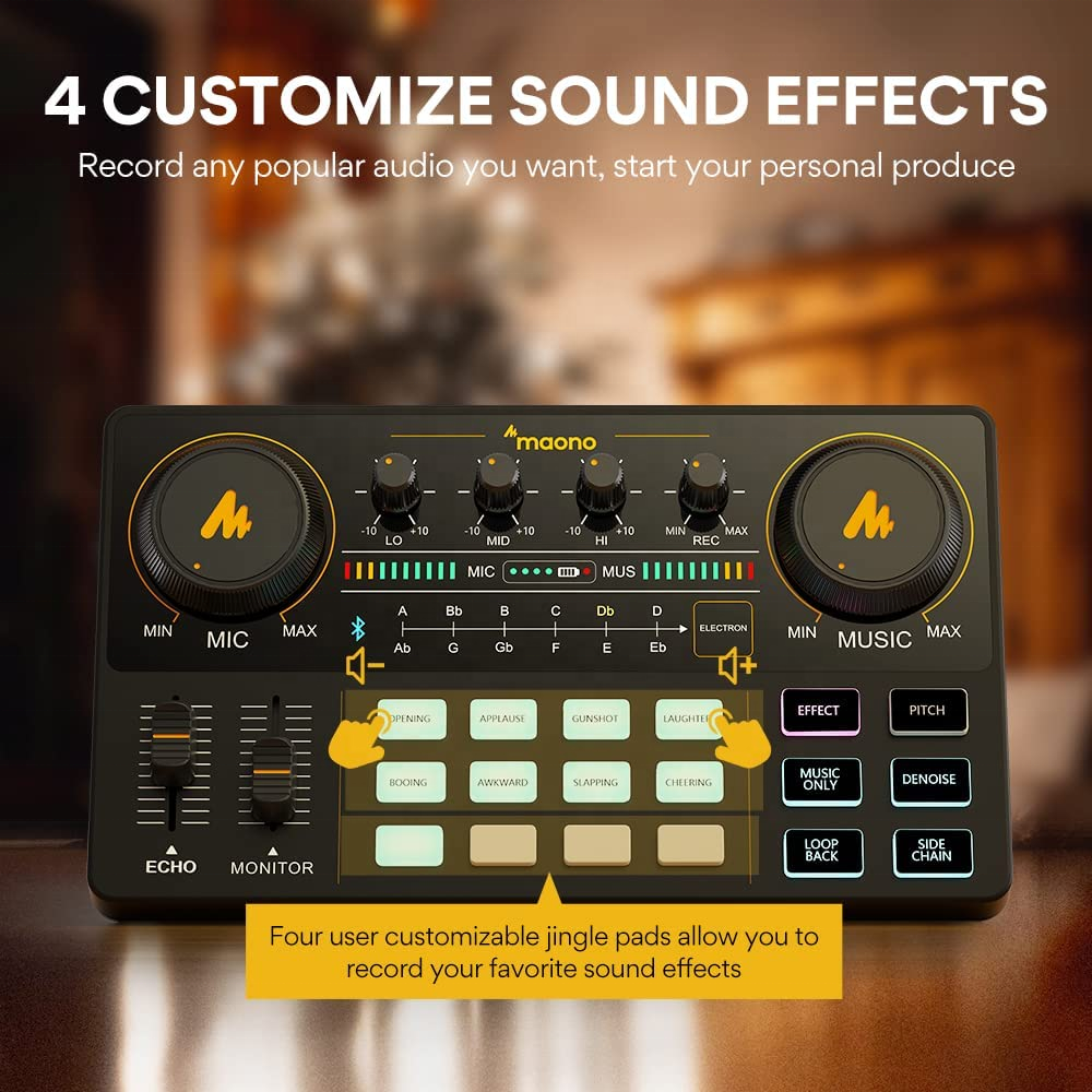 MAONOCASTER Live Soundcard Audio Interface Mixer Phone Microphone Stand Podcast Equipment Bundle External Podcast Sound Cards