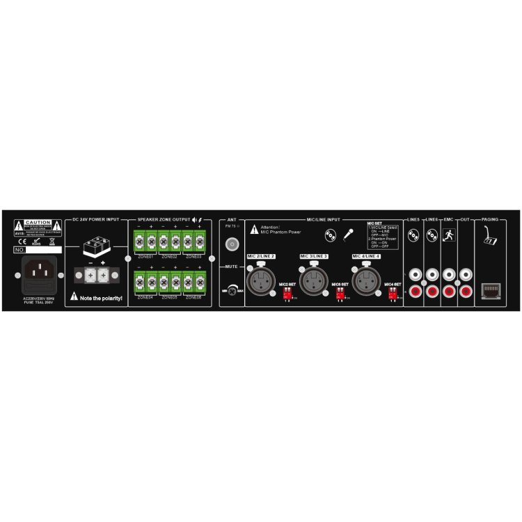 6 Zone 500W Mixer Amplifier sound equipment power amplifier 100v With FM SD Bluetooth