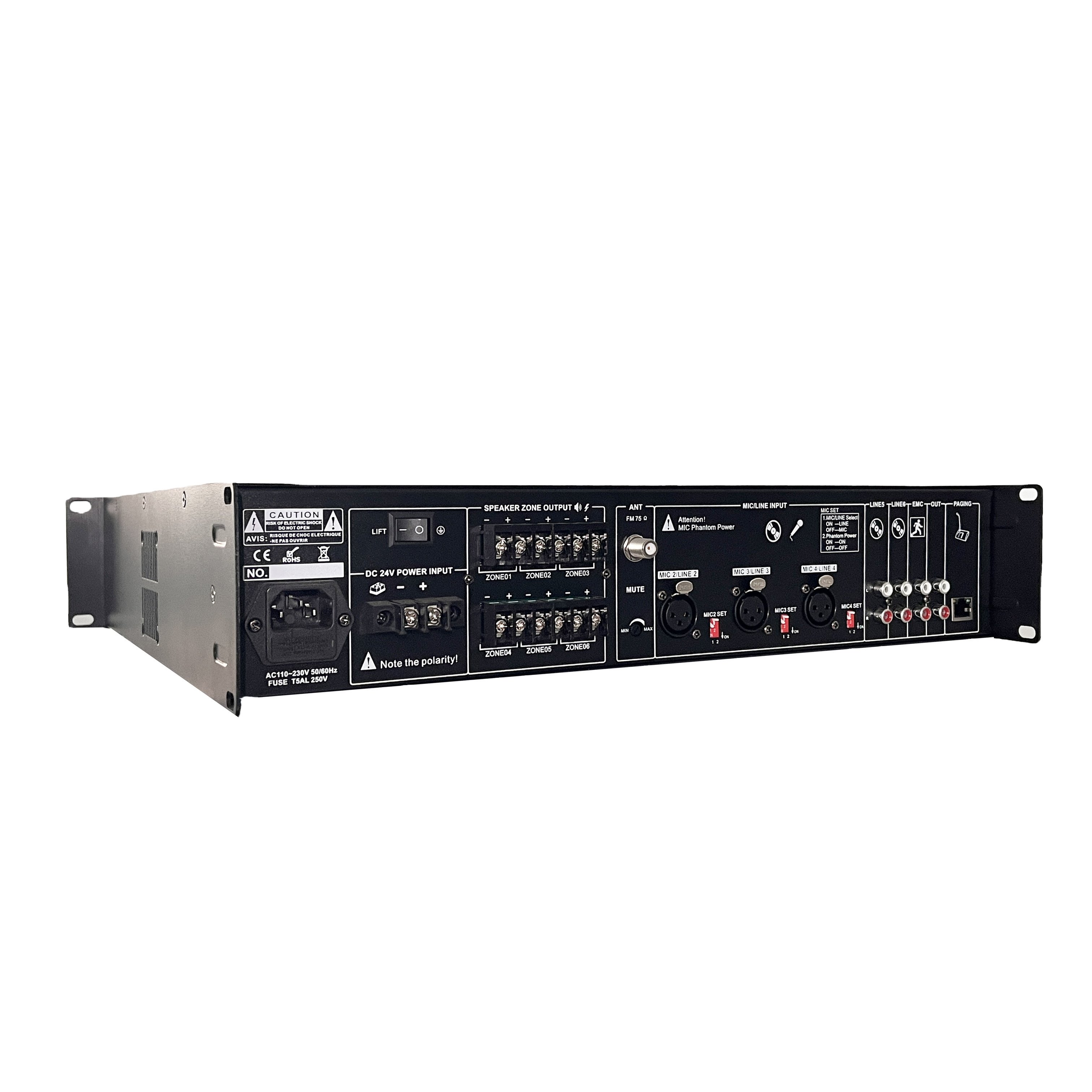 6 Zone 500W Mixer Amplifier sound equipment power amplifier 100v With FM SD Bluetooth