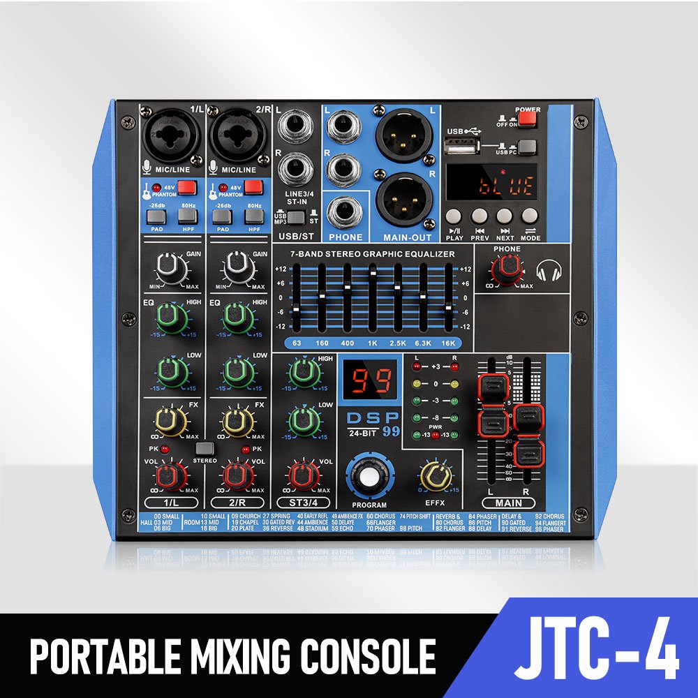 4/6 Channel audio interface mixer sound equipment speaker USB Studio Audio Mixer Mixing