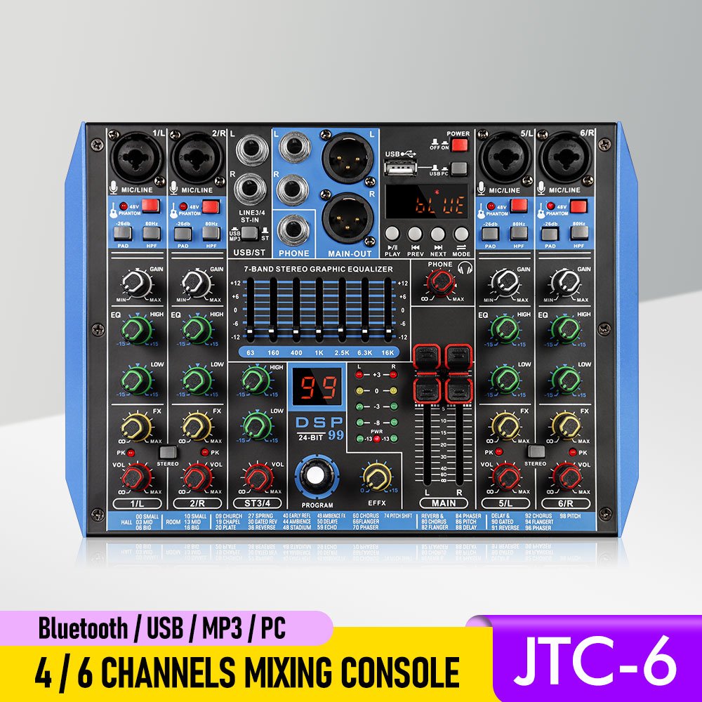4/6 Channel audio interface mixer sound equipment speaker USB Studio Audio Mixer Mixing
