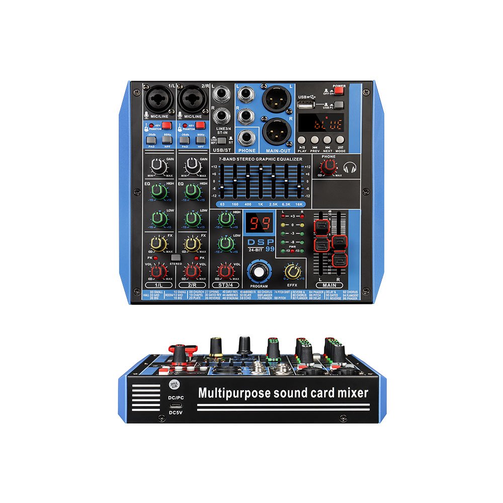 4/6 Channel audio interface mixer sound equipment speaker USB Studio Audio Mixer Mixing