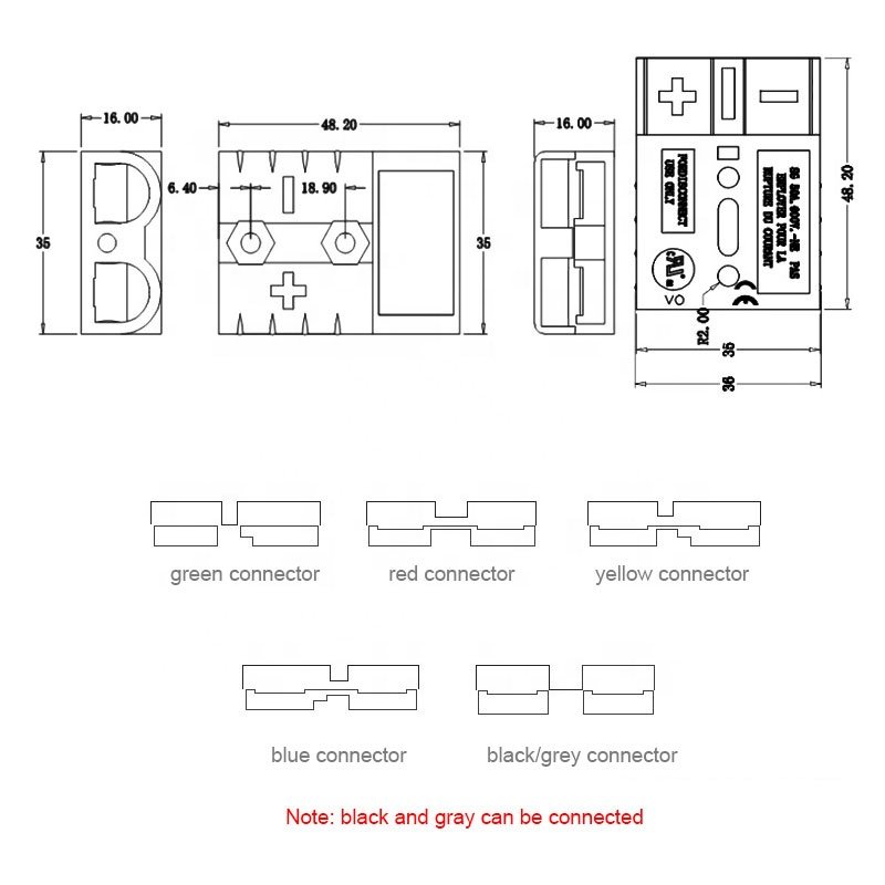 50A 600V High Current Gray Anderson Powerpole Style Power Connector Plug