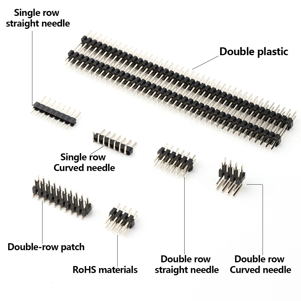 Single Row 40 pin headers dual angle male 20pin gold plated Type PCB Multiple 2.54mm pin header 2.54 Pin Header connector