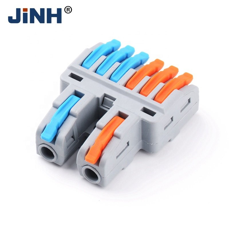 Inline splicing connector quick push in with levers 2 in 6 out