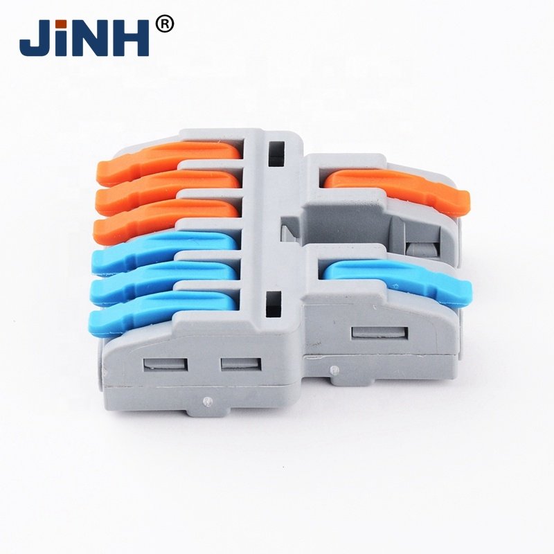 Inline splicing connector quick push in with levers 2 in 6 out