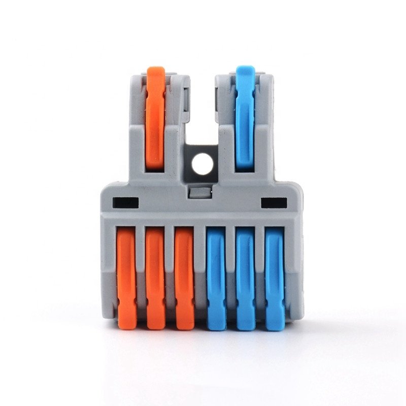 Inline splicing connector quick push in with levers 2 in 6 out