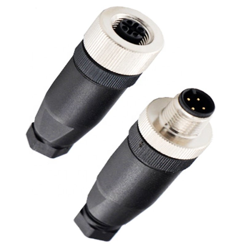 Waterproof Field Wireable Assembly Socket Connector M12 Straight Plastic Screw Joint Termination Connector