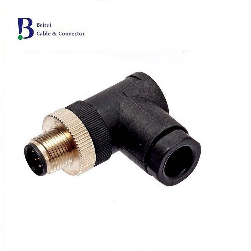 Circular Sensor M12 4 5 6 8 12Pole A B D Coded Male Angled Plastic Circular Cable Mount Connector Waterproof IP67 For Signals