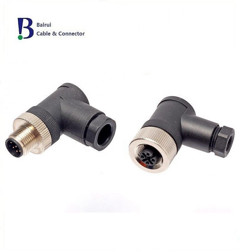 Circular Sensor M12 4 5 6 8 12Pole A B D Coded Male Angled Plastic Circular Cable Mount Connector Waterproof IP67 For Signals
