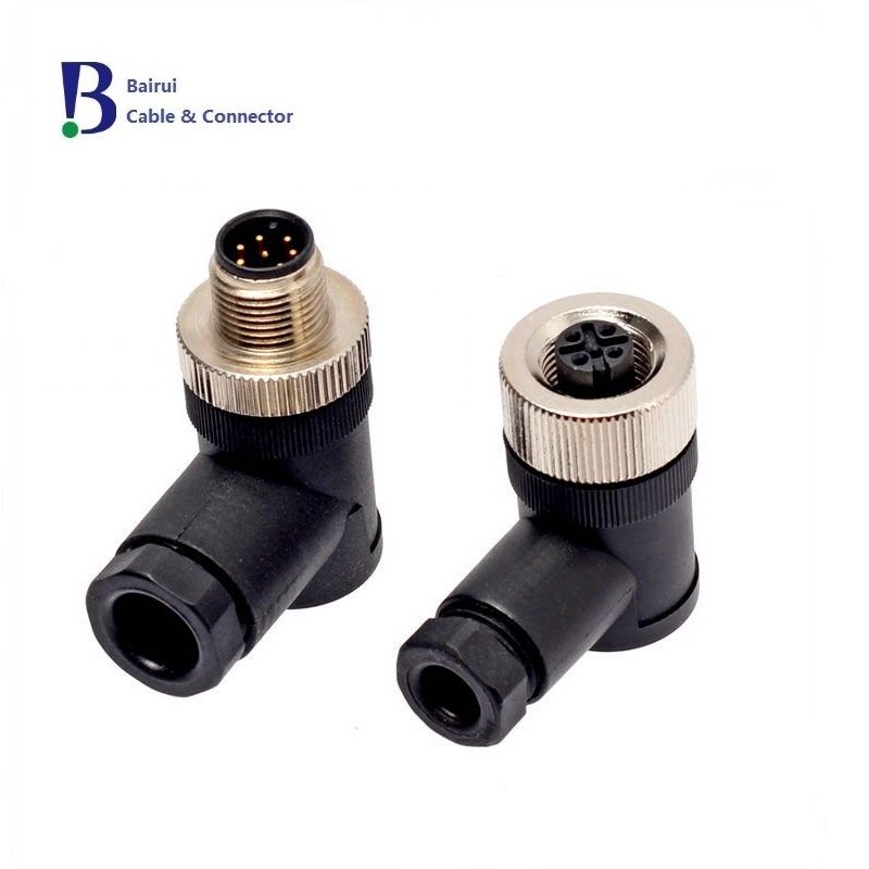 Circular Sensor M12 4 5 6 8 12Pole A B D Coded Male Angled Plastic Circular Cable Mount Connector Waterproof IP67 For Signals