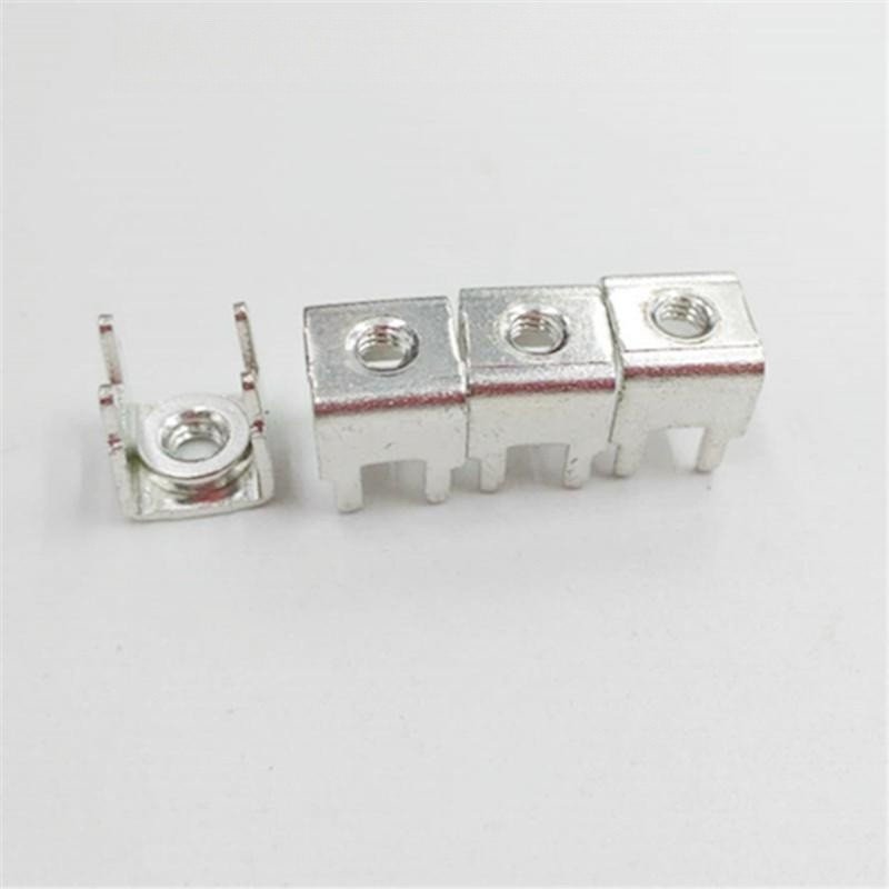 PCB11M3 brass four-pin nut terminal reinforced type press-riveted stud base plate connector metal stamping support