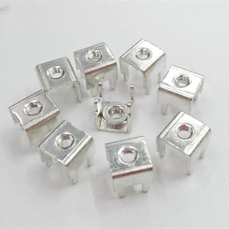 PCB11M3 brass four-pin nut terminal reinforced type press-riveted stud base plate connector metal stamping support