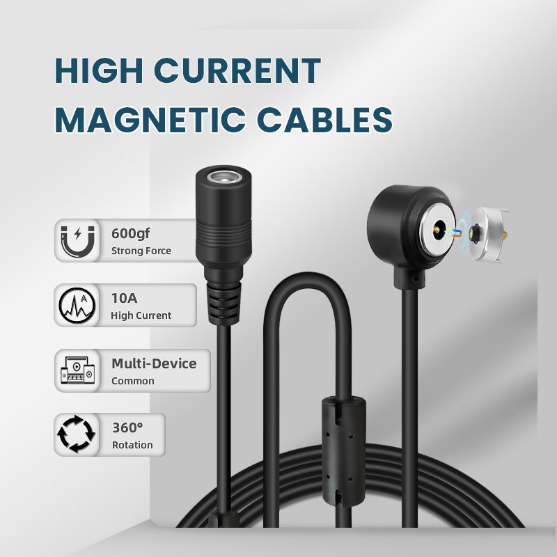 Circular Strong Magnetic Force 2Pin Heavy Current Male Female Charging 12V DC Interface 10A Magnetic Connector