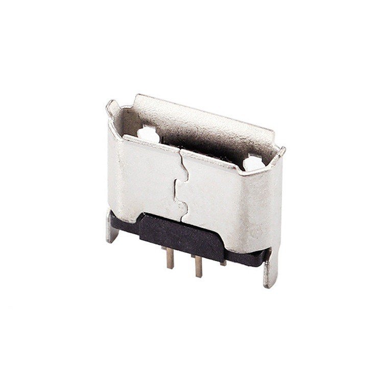 Micro USB Type B 5P Female Socket V8 Connector 180 Degree vertical DIP Mount with Curled Edge USB Connector