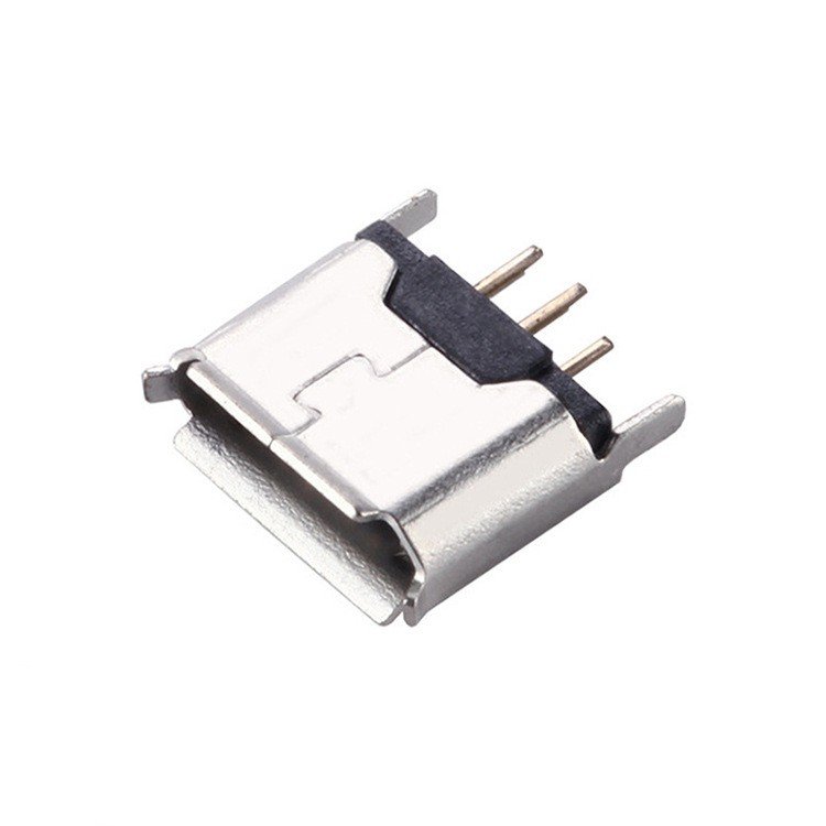 Micro USB Type B 5P Female Socket V8 Connector 180 Degree vertical DIP Mount with Curled Edge USB Connector